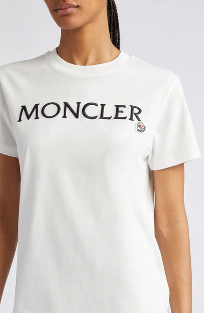 Shop Moncler Logo Embroidered T-shirt In White