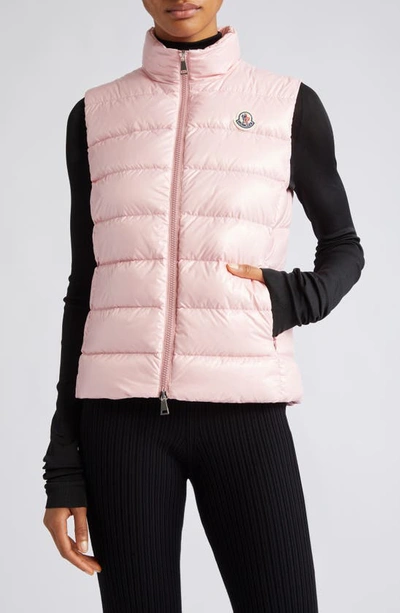 Shop Moncler Ghany Mock Neck Down Puffer Vest In Pink