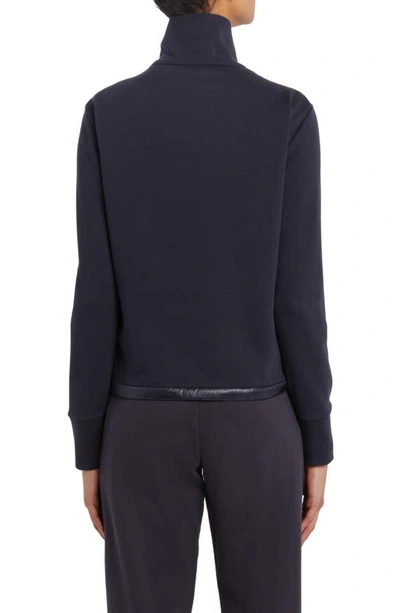 Moncler Quilted Down & Knit Cardigan In Blue Navy
