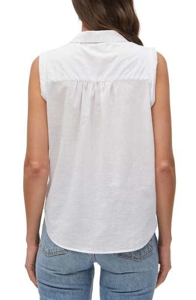 Shop Michael Stars Monique Sleeveless Shirt In White