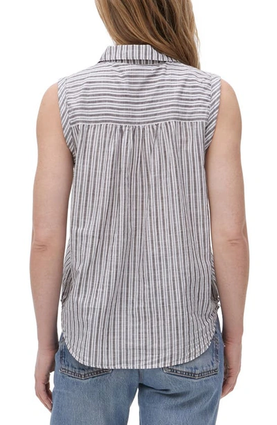 Shop Michael Stars Monique Sleeveless Shirt In Grey Stripe