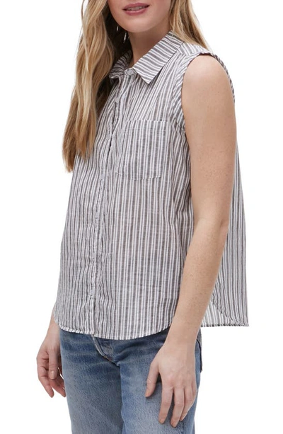 Shop Michael Stars Monique Sleeveless Shirt In Grey Stripe