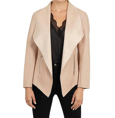 Shop Love Token Faux Leather Drape Jacket In Light Pink In Beige