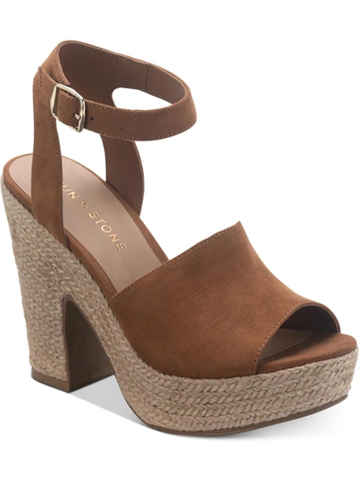 Shop Sun + Stone Fey Womens Microsuede Block Heel Platform Sandals In Brown