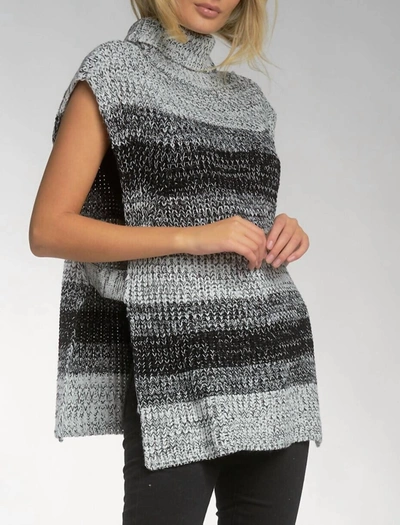 Shop Elan Sleeveless Sweater In Black/grey Stripe In Silver