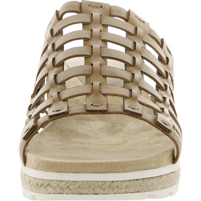 Shop Bella Vita Oaklynn Womens Leather Slip On Wedge Sandals In Beige
