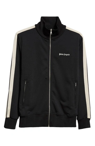 Palm Angels Black High Neck Sweatshirt With Logo Lettering On The Front In Wool Blend Man In Black White