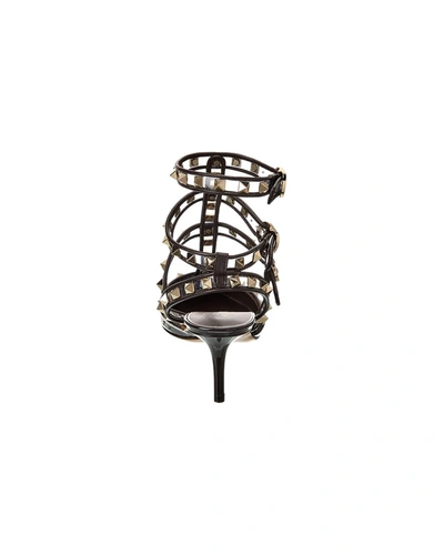 Shop Valentino Rockstud Caged 65 Patent & Vinyl Ankle Strap Pump In Black
