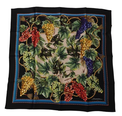 Shop Dolce & Gabbana Vineyard Print Square Handkerchief Silk Men's Scarf In Black