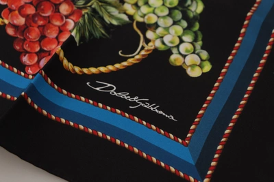 Shop Dolce & Gabbana Vineyard Print Square Handkerchief Silk Men's Scarf In Black