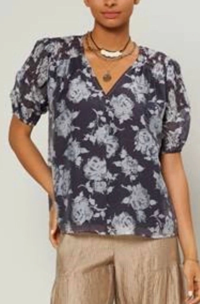 Shop Current Air Ally Floral Blouse In Dark Navy Floral In Blue