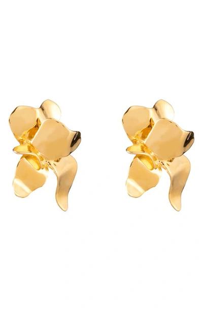 Sterling King Lotus Stud Earrings In Gold