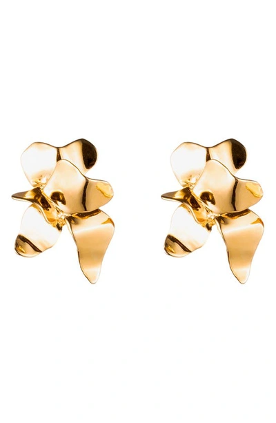 Sterling King Lotus Stud Earrings In Gold