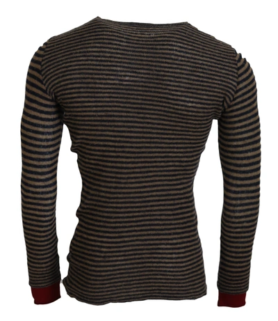 Shop Daniele Alessandrini Chic Black And Brown Crewneck Pullover Men's Sweater