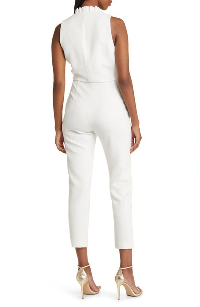 Black Halo Sleeveless Halter V-neck Jumpsuit In Porcelain