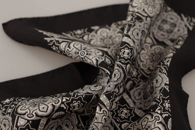 Shop Dolce & Gabbana Dg Printed Square Handkerchief Men's Scarf In Black