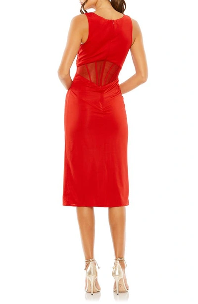 Shop Mac Duggal Caged Sheer Panel Corset Dress In Red