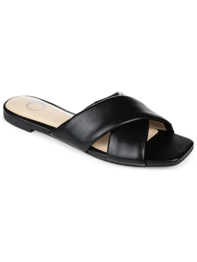 Shop Journee Collection Carlotta Womens Faux Leather Slip On Slide Sandals In Black