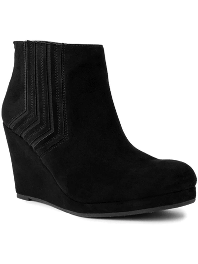 Shop Sugar Jayla Womens Faux Suede Wedges Ankle Boots In Black