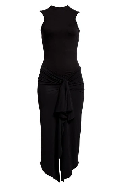 Shop Attico Mirna Cutout Asymmetric Sleeveless Dress In Black