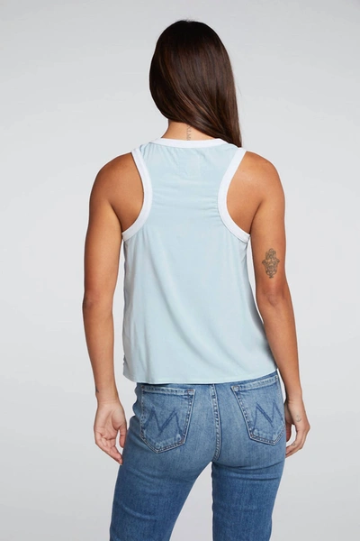 Chaser Coastal Cloth Racer Tank Top In Air Mineral Wash In Blue