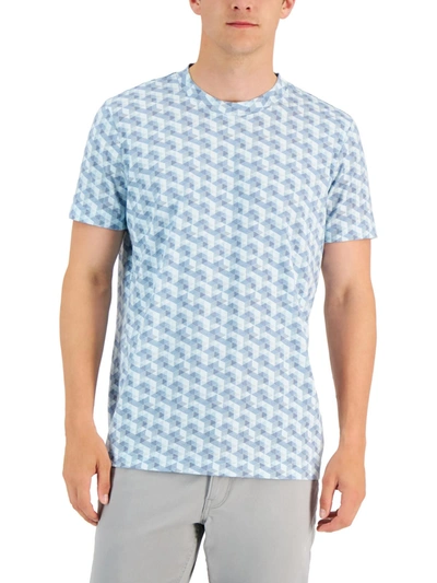 Shop Alfani Mens Printed Crewneck T-shirt In Blue