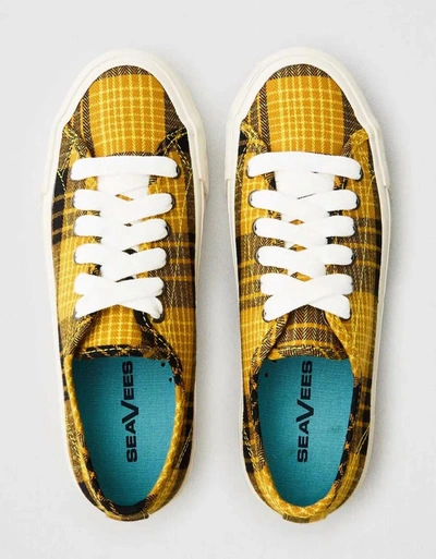 Shop Seavees Monetery Platform Sun Valley Sneaker In Yellow Bright Plaid In Multi