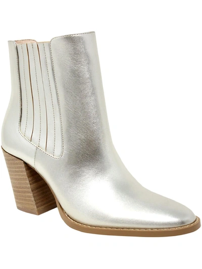 Shop Charles By Charles David Shopper Womens Leather Slip On Ankle Boots In Silver