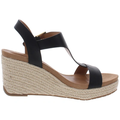 Shop Kenneth Cole Reaction Card Womens Open Toe T-strap Espadrilles In Black