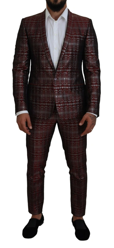 Shop Dolce & Gabbana Bordeaux Fantasy Slim Fit Two-piece Men's Suit