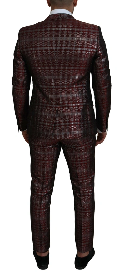 Dolce & Gabbana Bordeaux Silver Gold Slim Fit Suit In Bordeaux