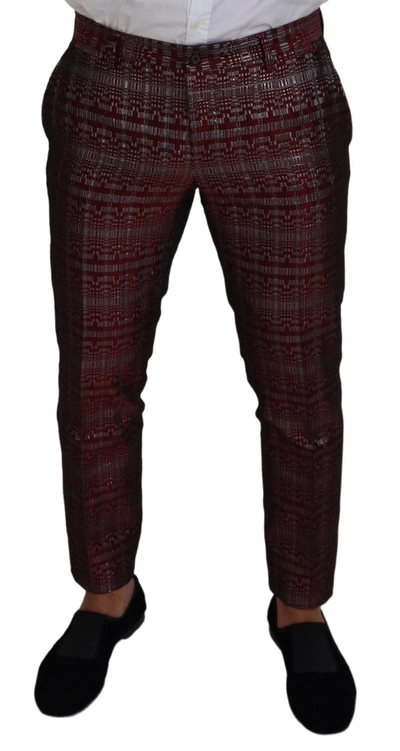 Dolce & Gabbana Bordeaux Silver Gold Slim Fit Suit In Bordeaux
