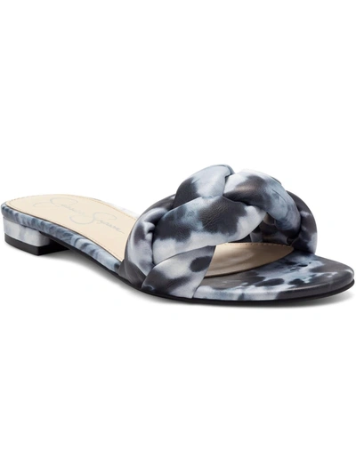Shop Jessica Simpson Ammiye Womens Animal Print Slip On Slide Sandals In Black