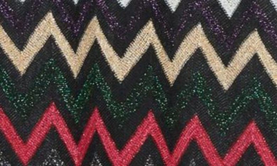 Shop Missoni Metallic Zigzag Long Sleeve Knit Dress In Lame Black Base Multi