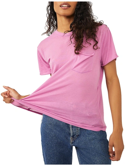Shop Free People Womens Heathered Crewneck T-shirt In Pink