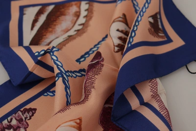 Shop Dolce & Gabbana Silk Seashells Printed Square Handkerchief Men's Scarf In Multi