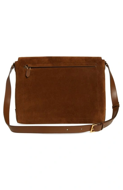 Shop Tom Ford Suede Messenger Bag In Cigar