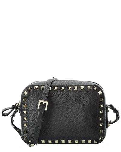 Shop Valentino Rockstud Grainy Leather Camera Bag In Black