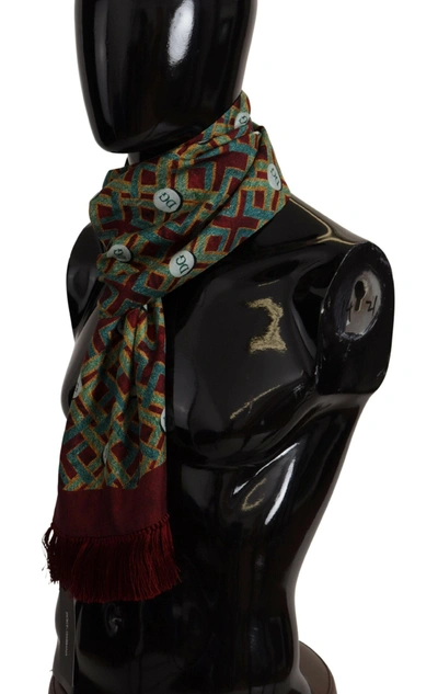 Dolce & Gabbana Multicolor Dg Logo Shawl Warm Neck Wrap Fringe Scarf In Multicolor