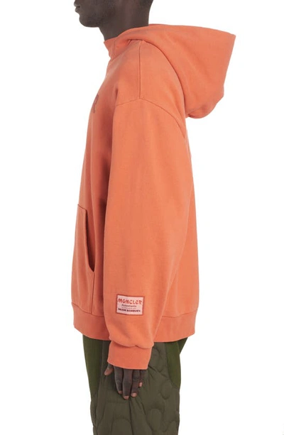 Shop Moncler Genius Logo Cotton Hoodie In Orange