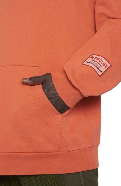 Shop Moncler Genius Logo Cotton Hoodie In Orange