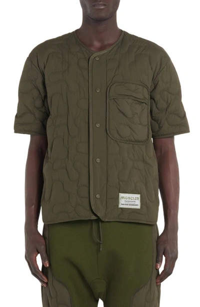 Shop Moncler Genius X Salehe Bembury Short Sleeve Padded Down Shirt In Green