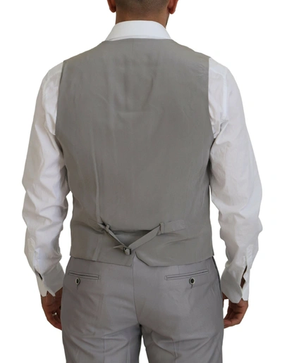 Shop Dolce & Gabbana Elegant Silver Slim Fit Three-piece Men's Suit