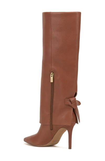 Shop Vince Camuto Kammitie Foldover Pointed Toe Knee High Boot In Maple