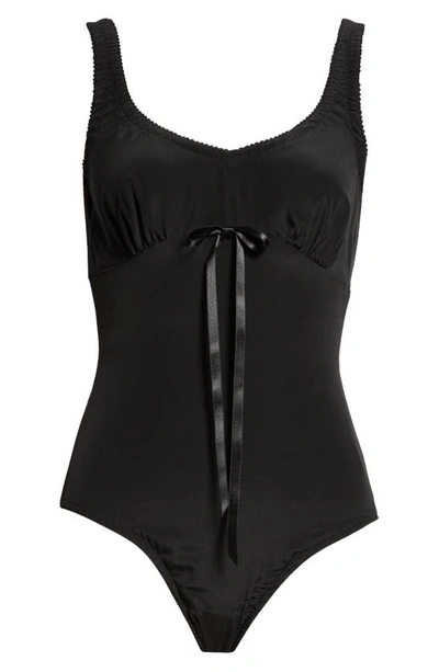 Shop Simone Rocha Bow Detail Bodysuit In Black