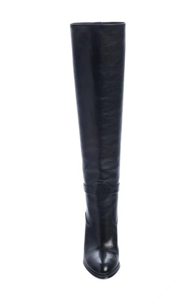 Saint Laurent Diane 100 Grained Leather Knee-high Boots In Black