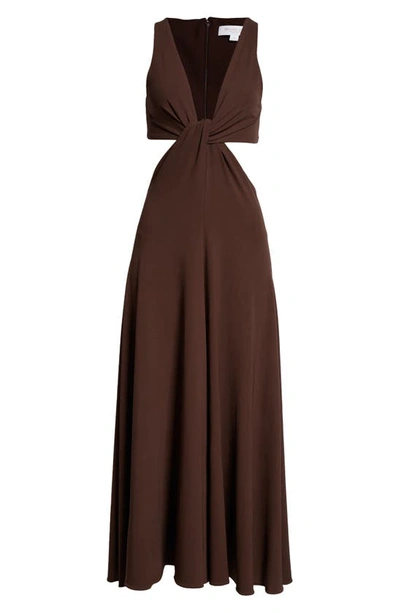 Shop Michael Kors Matte Jersey Cutout Dress In Chocolate
