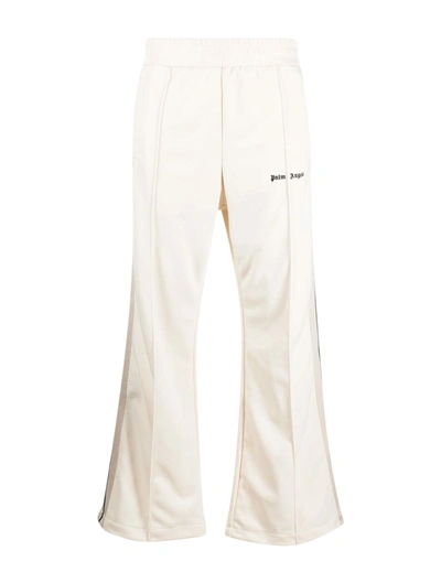 Shop Palm Angels Logo-embroidered Flared Track Pants In Nude & Neutrals
