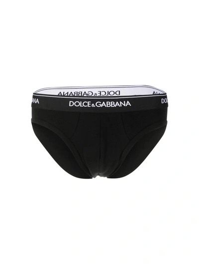 Shop Dolce & Gabbana Slip With Logo Band In Black