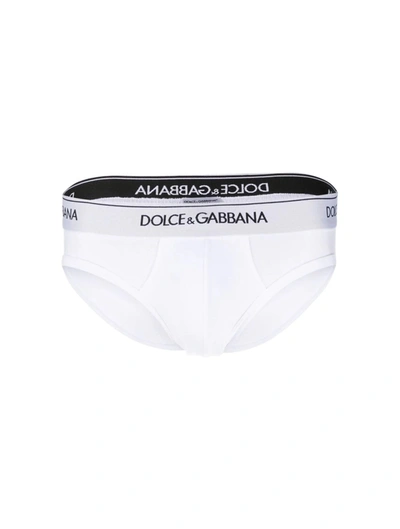 Shop Dolce & Gabbana Slip With Logo Band In White